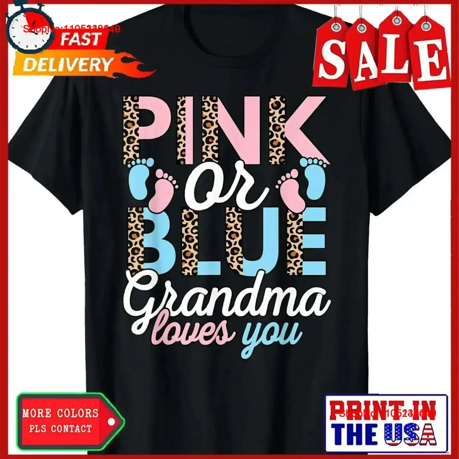 Pink Or Blue Grandma Loves You Gender Reveal Baby Shower T Shirt vintage Washed graphic homme fashion Versatile Comfortable