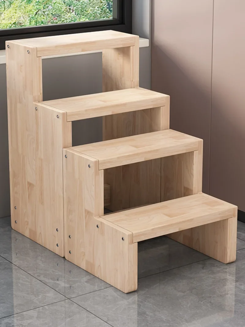 Thickened oak stairs,  multi-layer stools, climbing stairs, climbing stairs, storage steps, combination cabinets display