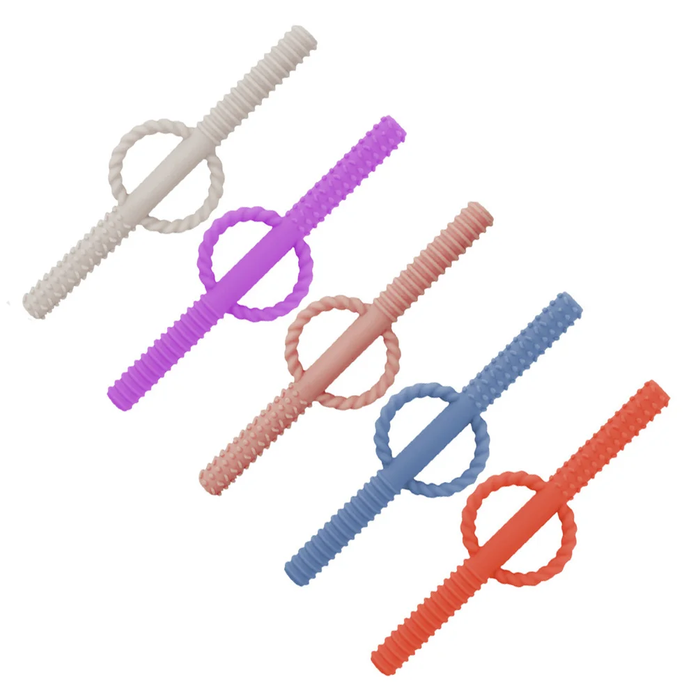 

5Pcs Silicone Molar Teethers for Gum Soothing Hollow Chewing Sticks Sensory Texture for Infant Hand Brain