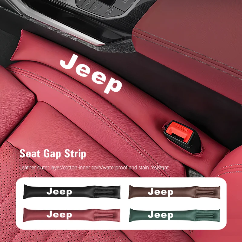 2Pcs Car Seat Gap Filler Strip Soft Pads Leather Car Styling Spacer For Jeep Renegade Compass Grand Cherokee Wrangler jk Patriot