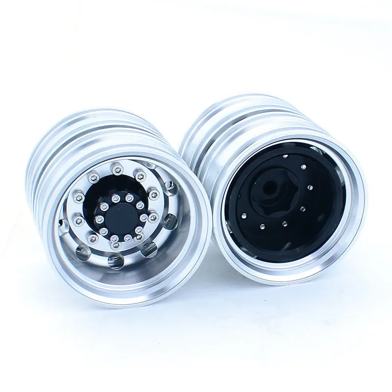 2pcs Aluminum Alloy Rear Wheel Hub Rim for 1/14 Tamiya RC Dump Truck SCANIA 770S R620 VOLVO BENZ Arocs MAN LESU Car Accessories