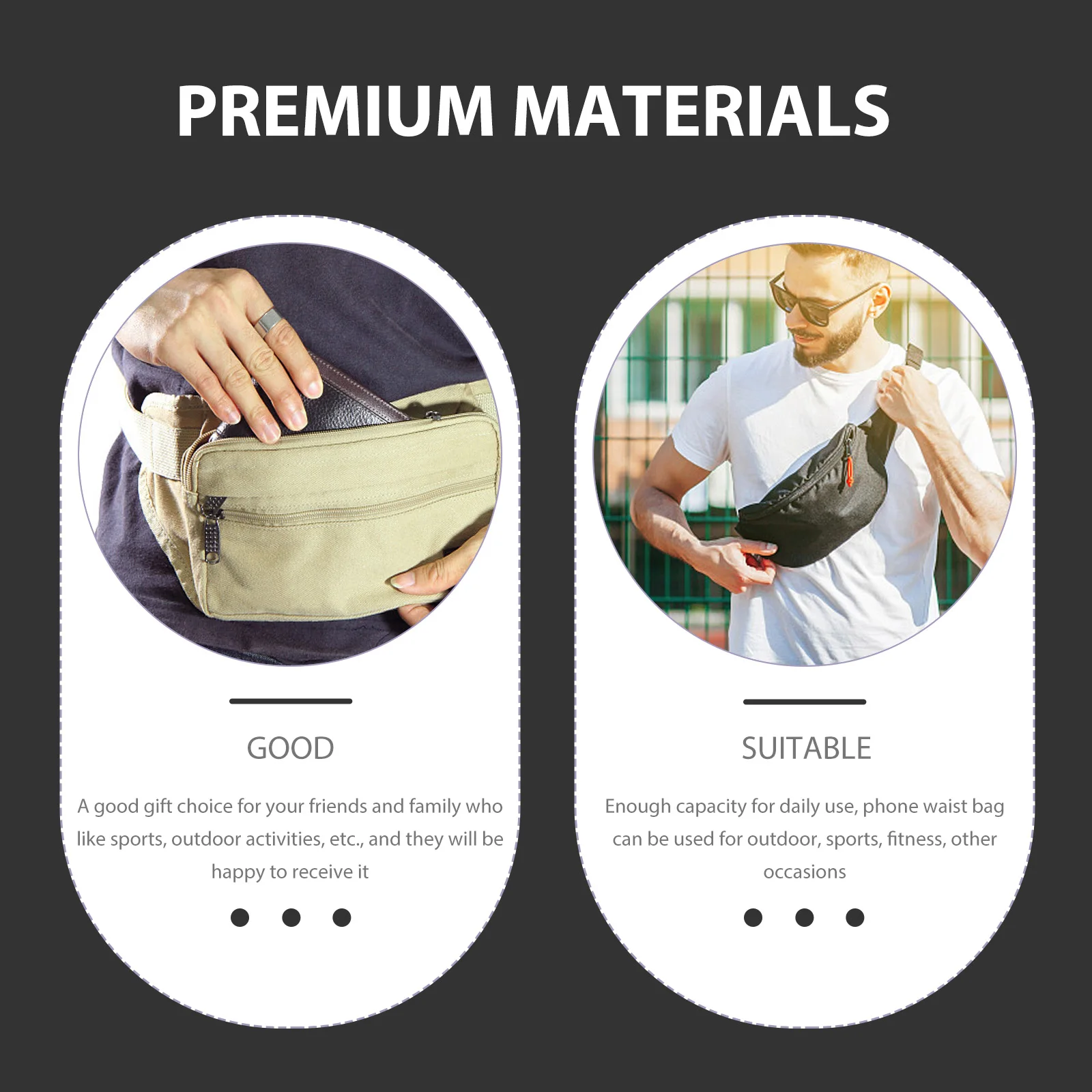 

Portable Phone Bag Waterproof Waist for Running Men's Fanny Pack Black Mobile Belt Holder