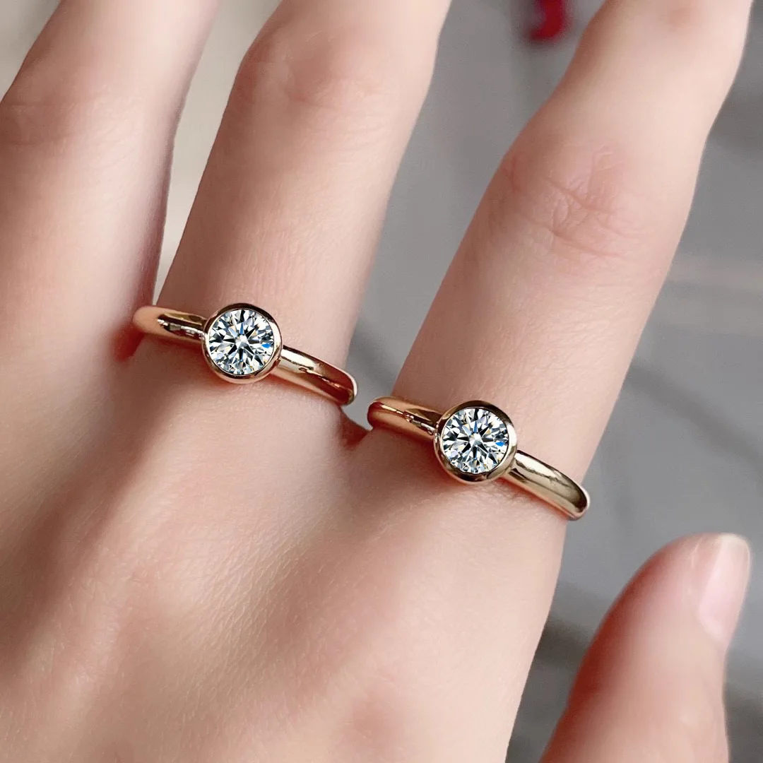 S925 sterling silver ring light luxury simple 1 carat bubble diamond ring inlaid with eight hearts and eight arrows versatile