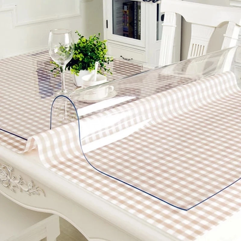 2022 PVC Waterproof Tablecloth Soft Glass Oil-proof Wipe-Free Tablecloth Coffee Table Mat Frosted Tablecloth Crystal Plate1.0mm