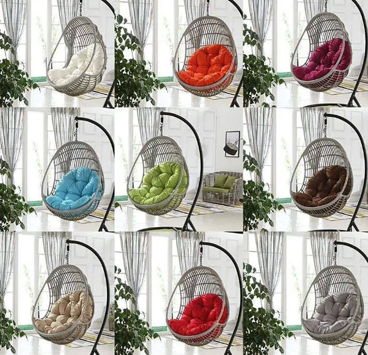 【Seat cushion only】Round Hanging Egg Hammock Chair, Swing Seat Cushion, Thick Nest, Back for Indoor and Outdoor Patio