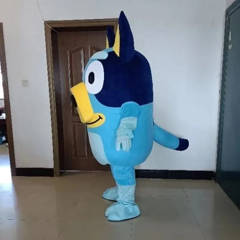Disfraz de Mascota de Perro Azul de Dibujos Animados para Adultos, Disfraz de Mascota para Publicidad, Fiestas, Carnaval, Halloween, Cosplay de Bluey y Bingo, Regalo para Niños
