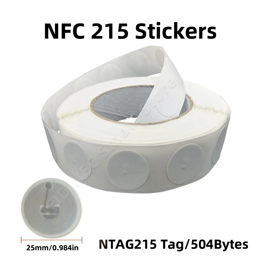 50pcs NFC Tag NFC215 Label 215 Stickers NTAG215 504 Bytes Tags Badges Lable Sticker 13.56mHz For TagMo Forum Type2 Ntag