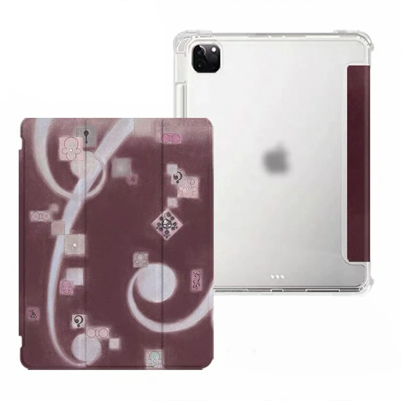 Ins Luxury Red Musical Note Three Fold Cover For iPad Pro 13 11th M5 M4 12.9 A16 10 8 7 9th 10th Air 11 M2 M3 Mini Tablet Case
