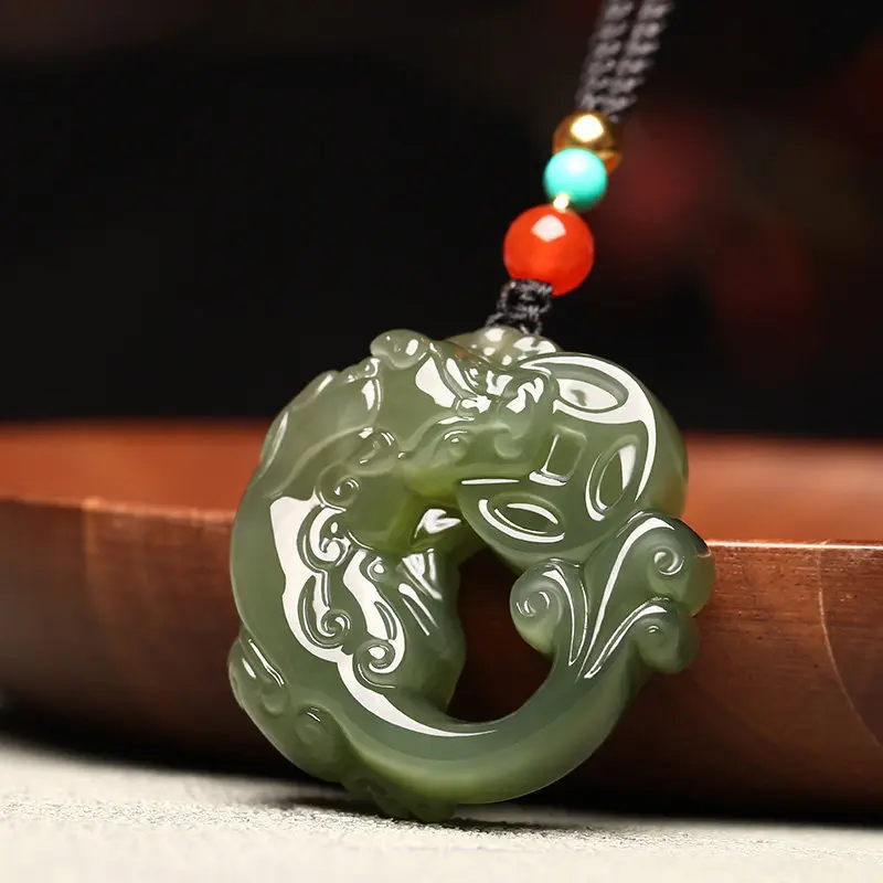 Natural Hetian Jade Pixiu Pendant Men - Fortune-Bringing And Luck-Enhancing Necklace Accessory