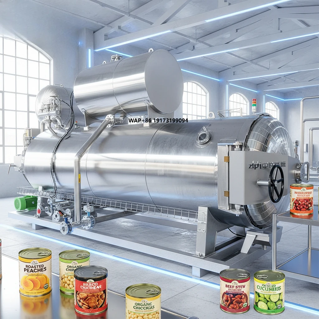 Automatic Spray Water Retort Machine for Pouches Canned package food Vertical Autoclave for Food Factory
