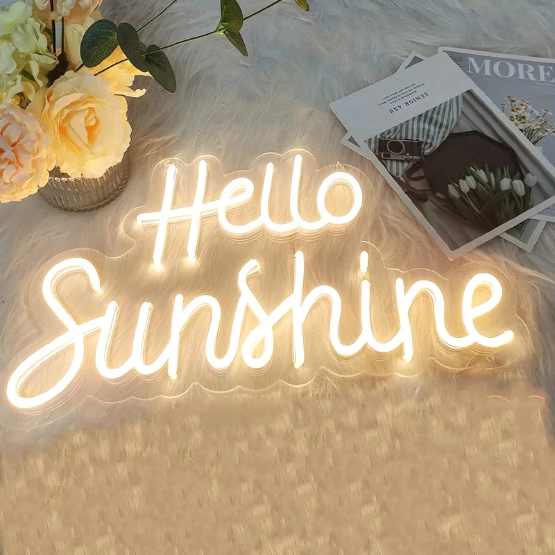 

Wanxing Hello Sunshine Custom Neon Sign LED Warm Shop Bedroom Home Lamp USB Birthday Holiday Night Lights Wall Decoration Gift