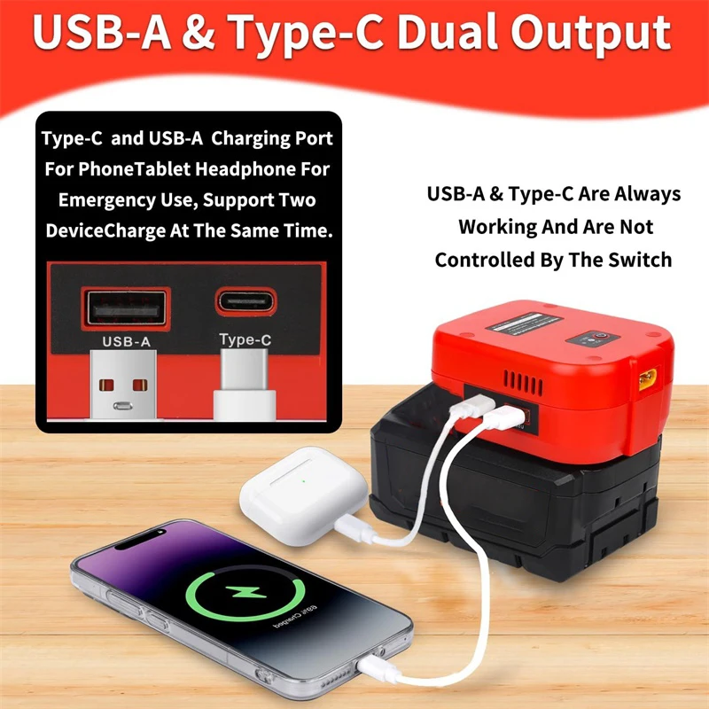18V to 12V Step-Down Converter for Milwaukee 18V Li-ion Battery Adapter , DC 12V 10A 120W Buck Converter Regulator for DIY
