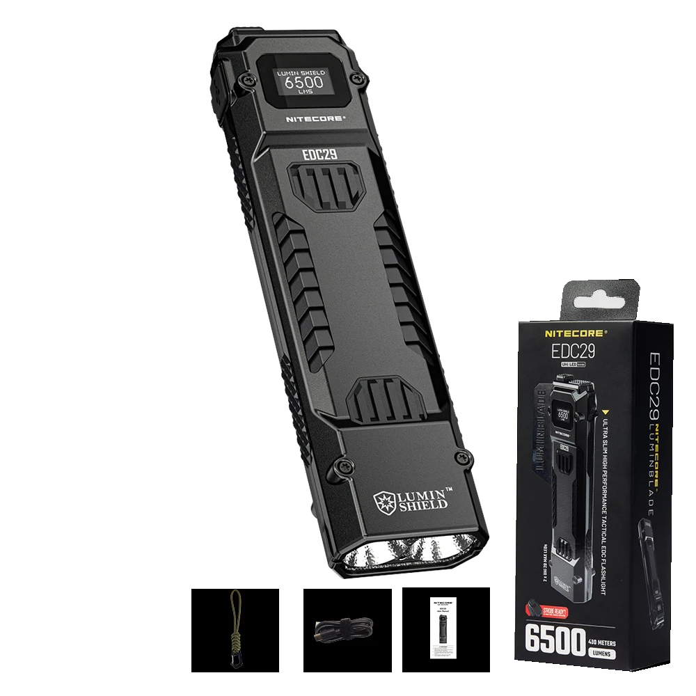 NITECORE EDC29 Ultra Slim High Performance EDC Flashlight , Max 6500 Lumens Beam Distance 400M , Built-in 2500mAh Li-ion Battery