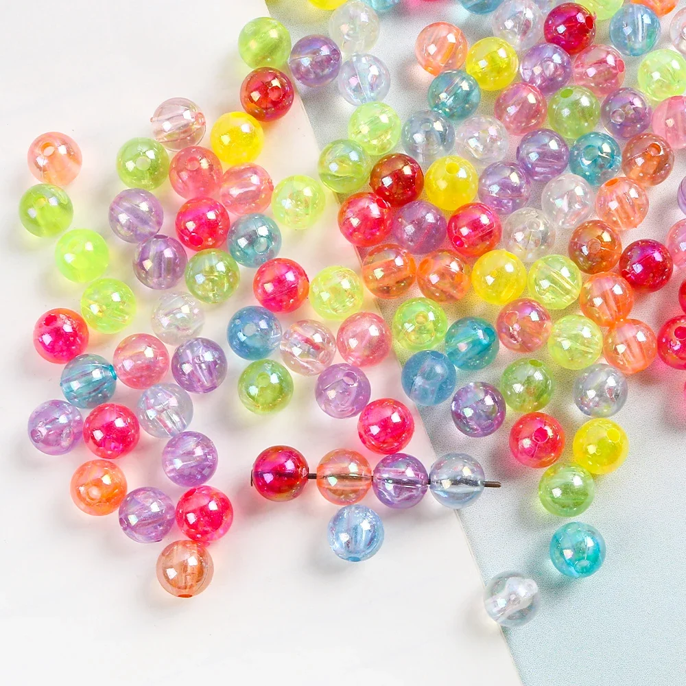 4-16mm Acrylic Plated AB Color Beads Round Loose Beads For Bracelet Necklace DIY Bracelet Necklace Jewelry Making