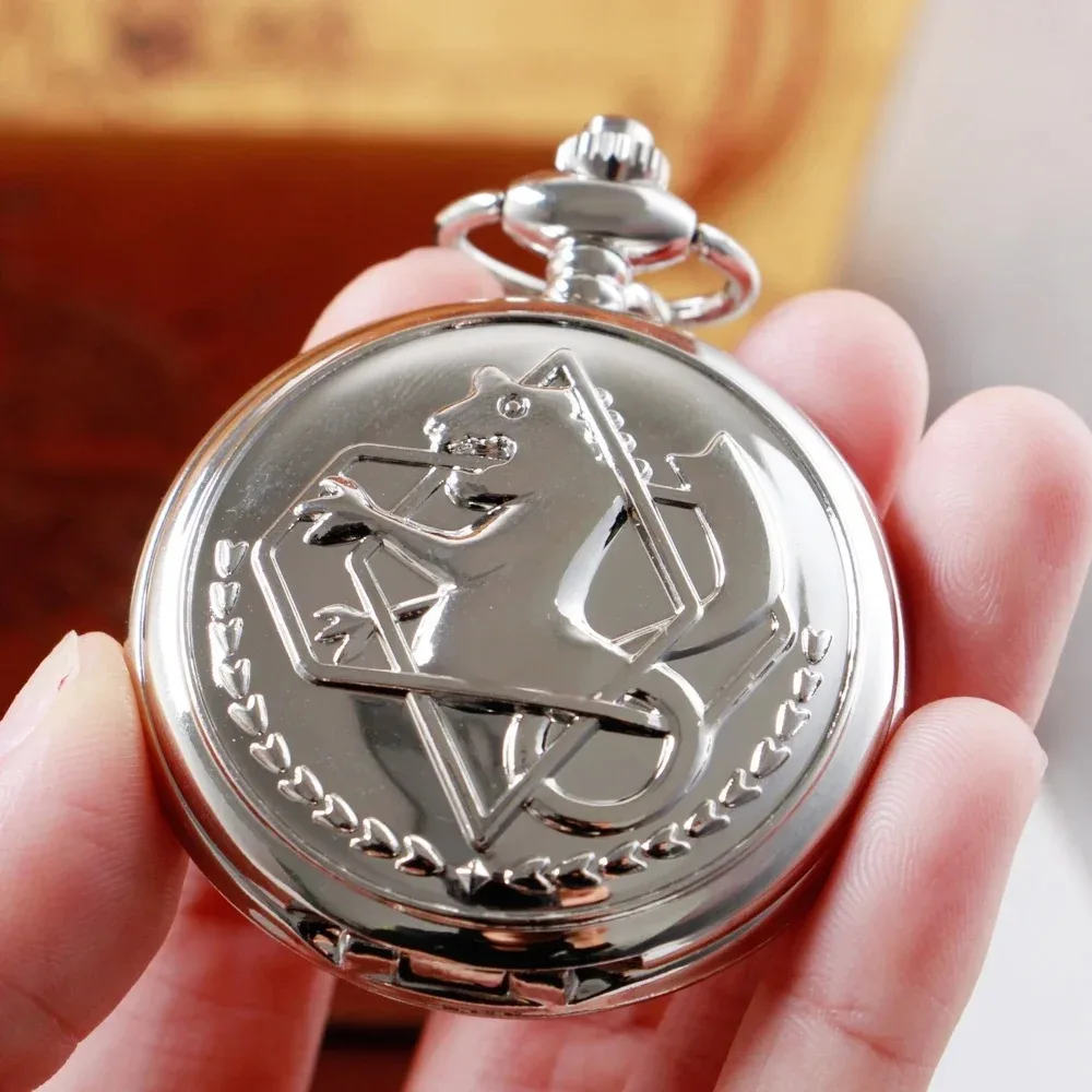 Luxury Silver Vintage Alchemist Quartz Pocket Watch Necklace Children's Birthday Memorial Gift Pendant Clock Boys Girls