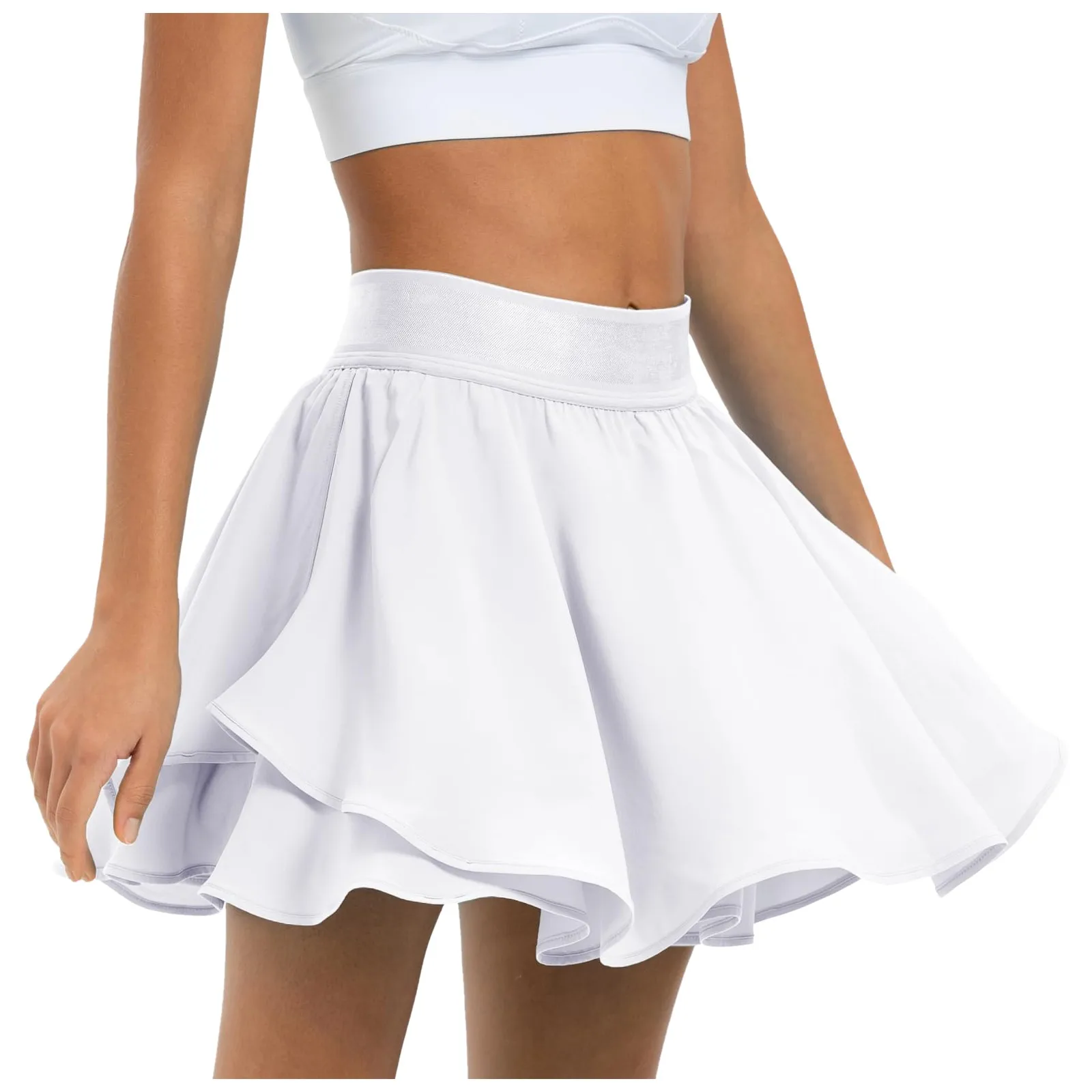 Women 2024  Elegant White Ruffles High Waist Mini Skirt Casual Pleated Fluffy A-line Skirts Summer Fashion Lady Party Streetwear