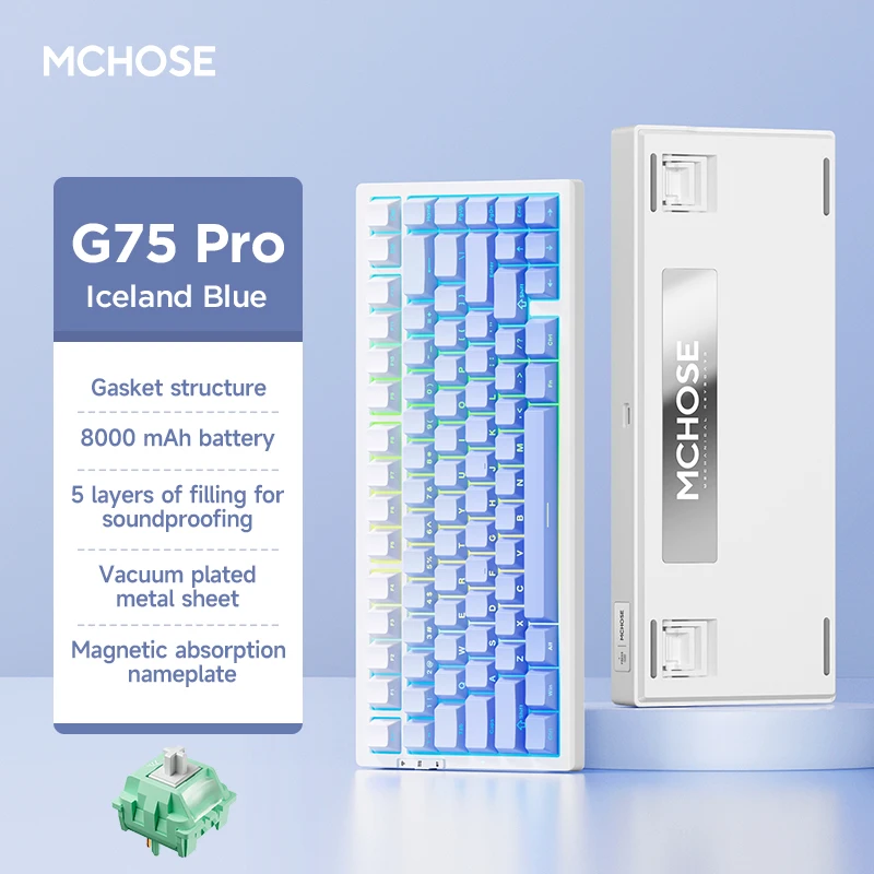 

MCHOSE G75 Pro Mechanical Keyboard Customized Tri-mode Wireless RGB Hot Swap 8000mAh PBT Gasket Bluetooth E-sports for PC Gaming