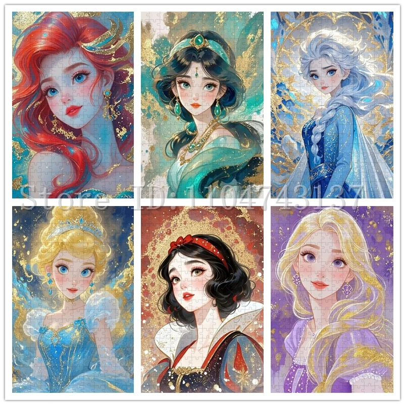 

108/300/500/1000 шт., пазлы принцессы Диснея, мультяшные пазлы для девочек, игрушки для снятия стресса, домашний декор, произведения искусства