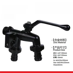 Outdoor Garden Brass Water Faucet Tap Anti-Freeze Bibcocks with Hose Connector Dual Outlet for Washing Machine