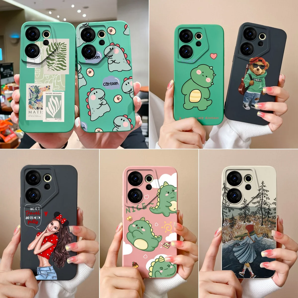 For Tecno Camon 20 Premier 5G Phone Cases Dinosaur Shockproof Soft Liquid Silicone Funda For Tecno Camon20 Premier CK9n Coques