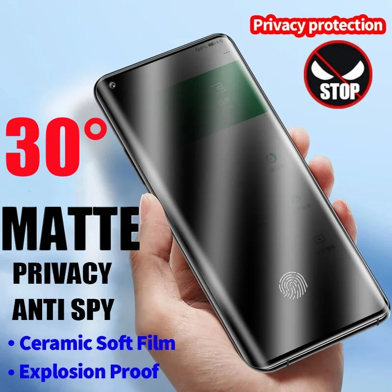 Protectores de pantalla de privacidad de cerámica mate, película antiespía para Samsung Galaxy S21, S20, S22, Ultra FE, Note 20, 9, 8, 10, S7, S8, S9, S10 Plus