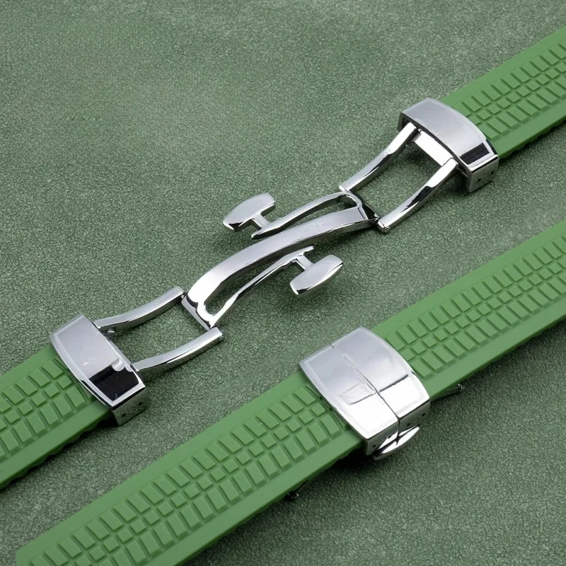 Imported 21mm Sweatproof Silicone Watchband for Patek Philippe 5167r Grenade Aquanaut Series Steel Convex Nails Watch Strap
