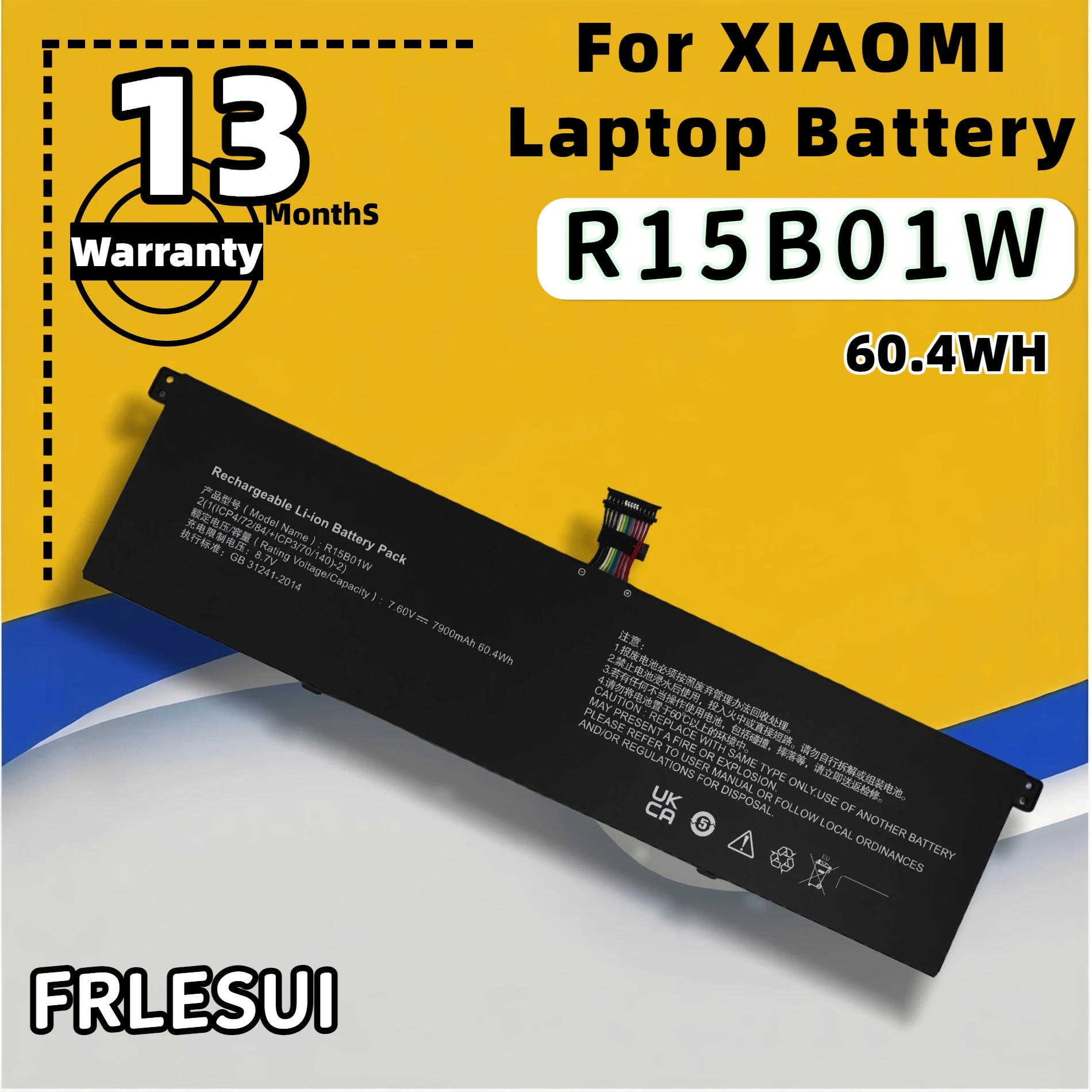 FRLESUI Bttery R15B01W Laptop Battery For Xiaomi Pro 15.6 Inch Series TM1701 171501-AQ TM1707 Replace Battery 13 months warranty
