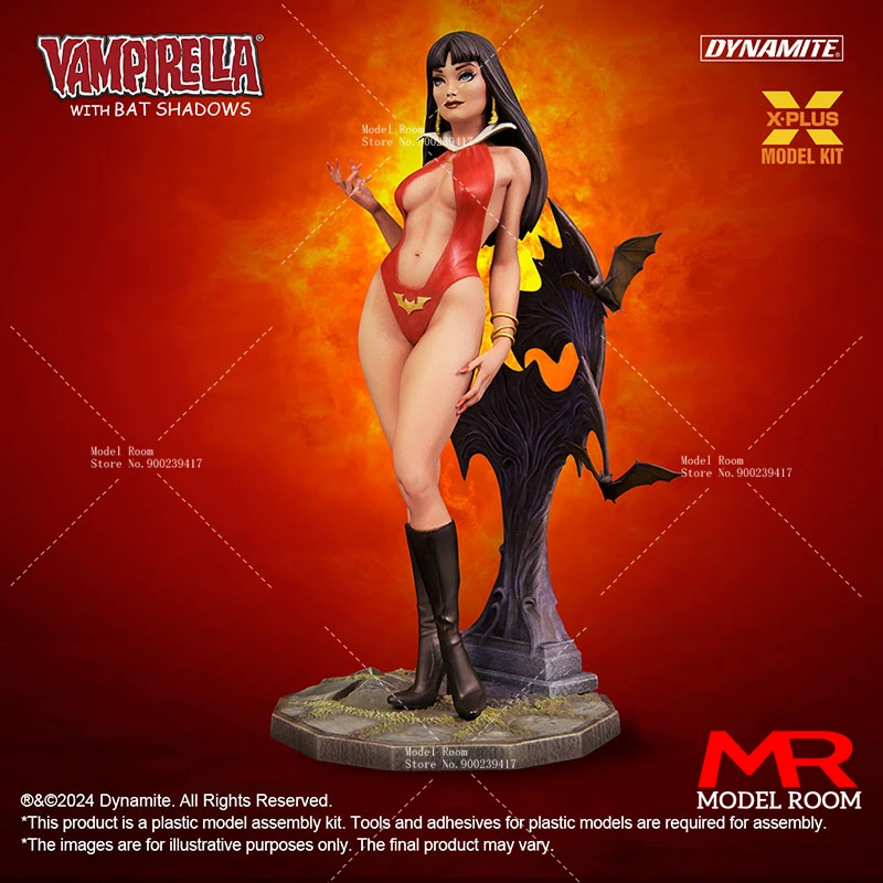 X-PLUS 1/8 Scale Vampirella with Bat Base Plastic Model Kit 23cm Assembled Female Soldier Figurine for Collection