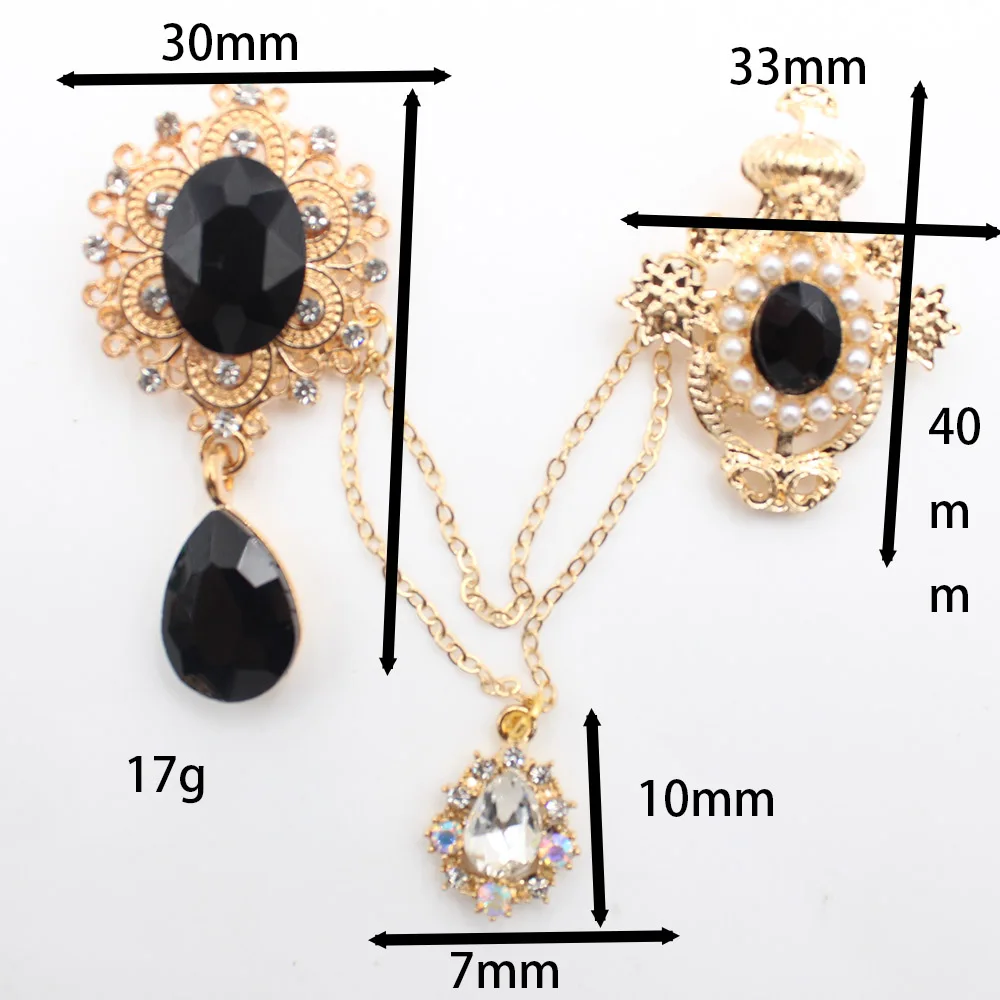 New alloy glass pin chain pearl flower plate pendant DIY clothing tie versatile for both men and women 2pcs/lot - view 5