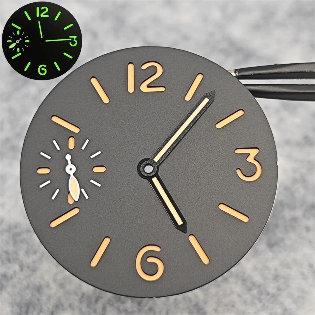 34.5mm Watch Dial Face Insert Parts with Watch Hands for ETA6497/ ST3600 Movement Watch Green Luminous Accessories Modify