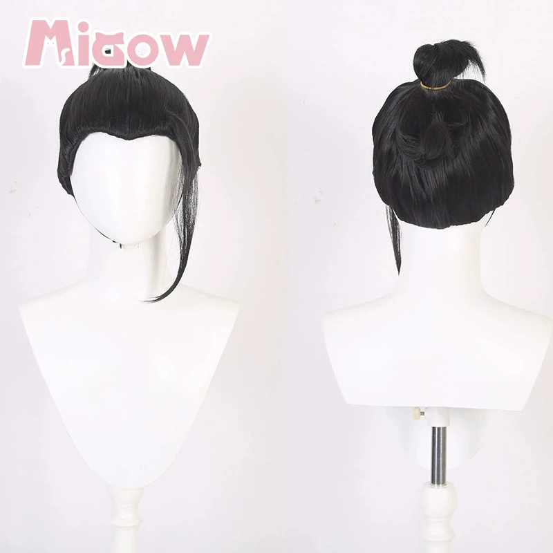 Heat Resistant Synthetic Cosplay Wig, Black Half-up Long Heat Resistant Synthetic Hair for Anime Halloween Cosplay Party 2