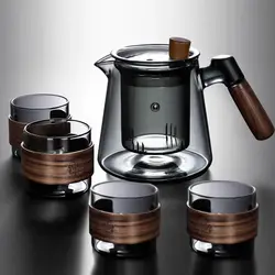 Side teapot glass tea maker electric clay oven high temperature brewing teapot wood single pot filter kung fu tea set