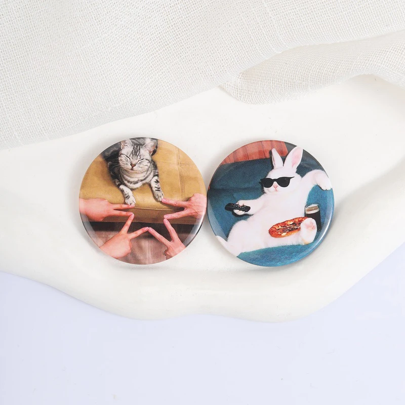 Cute Guitar Cat Shark Meow Tinplate Soft Button Pin Cartoon Monkey Answering The Phone Metal Brooch Lapel Badge Fashion Jewelry