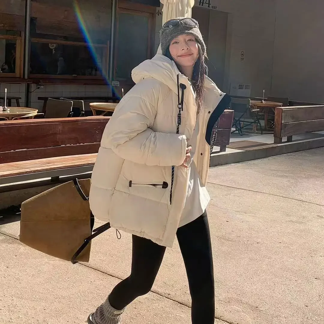 Giacca invernale da pendolare con cappuccio oversize in piumino di cotone da donna nuova