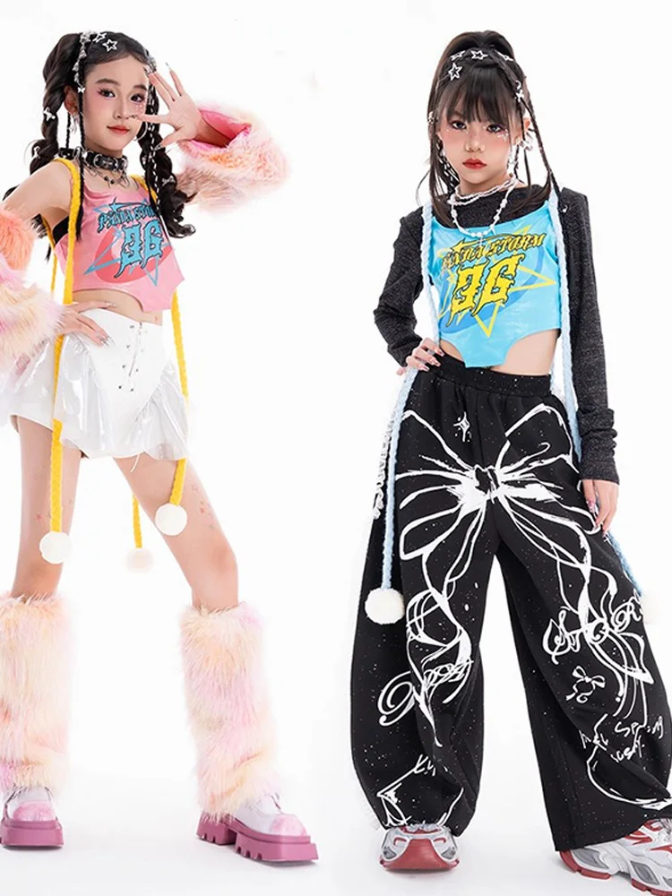 

Модная одежда для девочек, сценическая одежда, топ с длинными рукавами, костюм для джазовых танцев, детский костюм в стиле хип-хоп, уличная одежда, DN21895