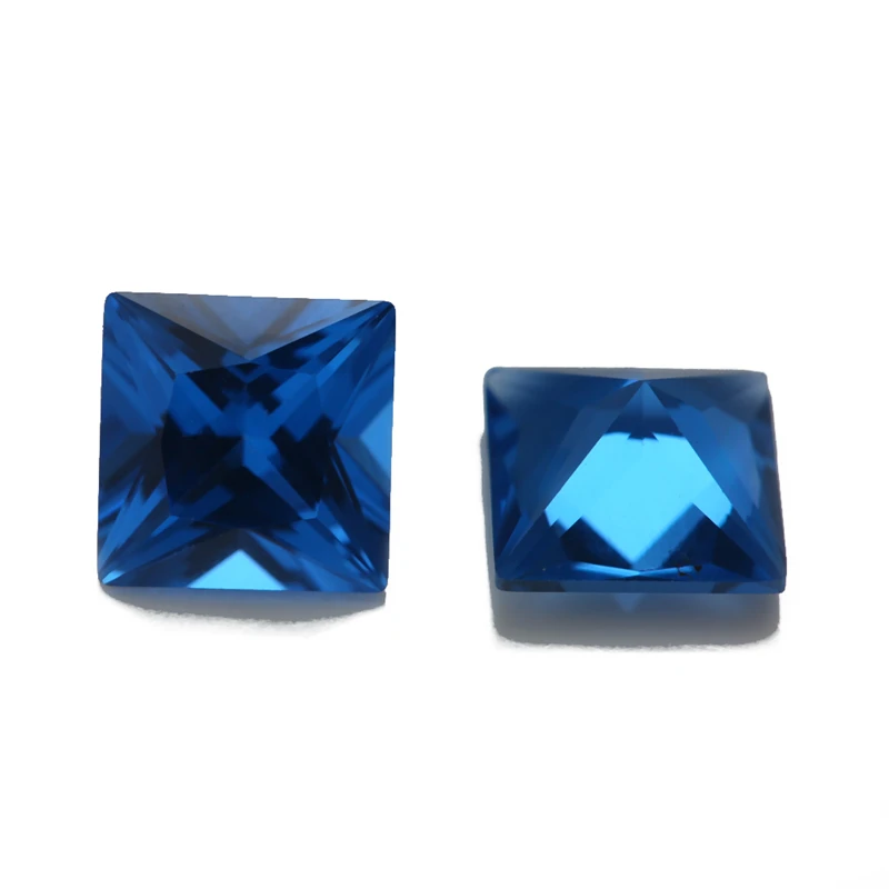 3x3mm~10x10mm 106# 109# 120# 112# 113# 114# Dark Blue Stone Square Princess Cut Synthetic Spinel Gemstone For Jewelry Making