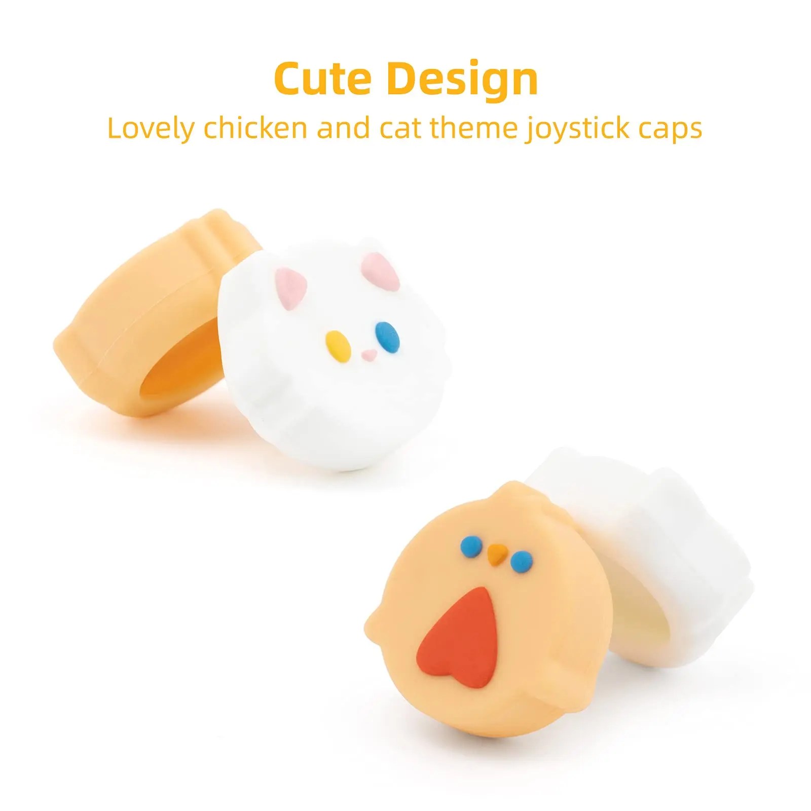 GeekShare 4PCS Cute Chicken & Cat Thumb Grip Caps,Soft Silicone Joystick Cover Compatible with Nintendo Switch/OLED/Switch Lite