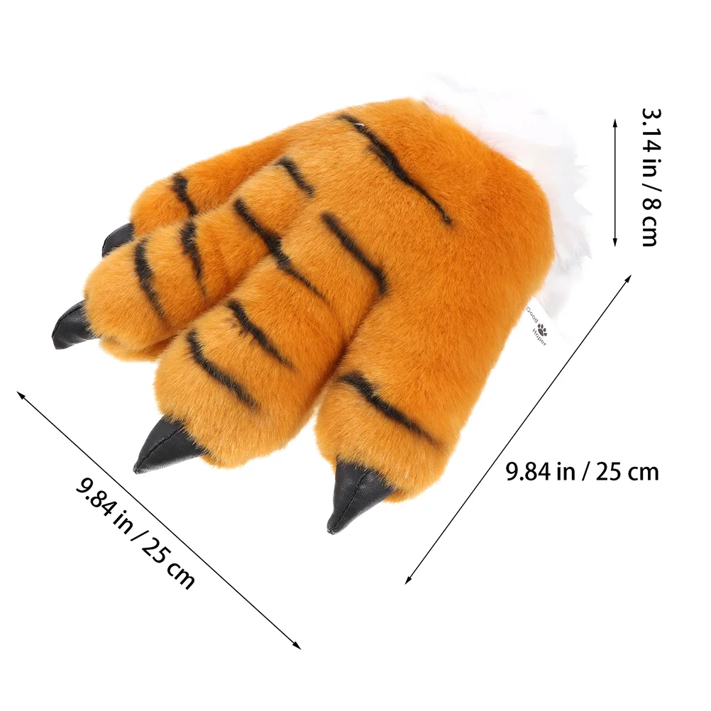 Tiger Cosplay Tail Party Costume Prop Kids Animal Props Plush Material Ear Headband Child Tails Claw Gloves