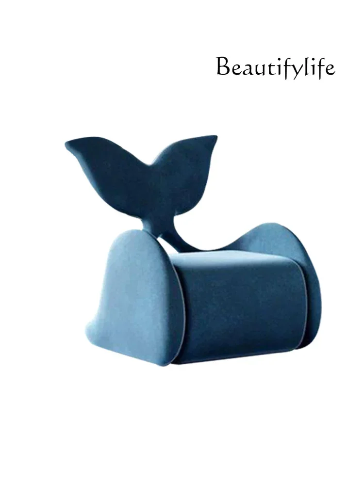 Modern minimalist and creative single fabric sofa chair whale design small apartment living room leisure chair