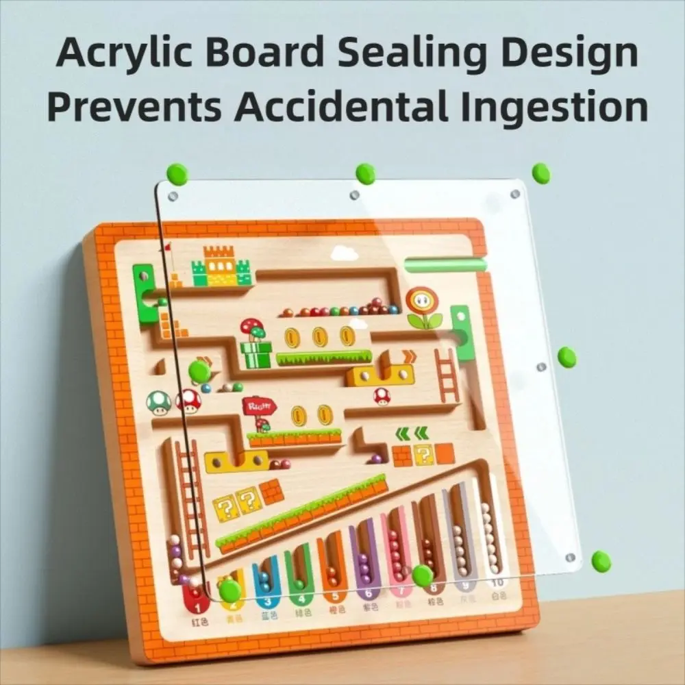Pelota para caminar para niños, laberinto con números magnéticos, entrenamiento de atención, iluminación Digital, clasificación de colores, coordinación mano-ojo de madera