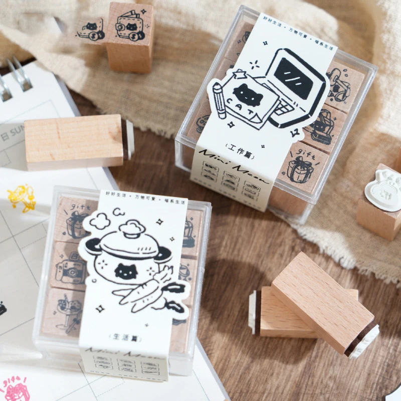 9 قطع من صندوق ختم القطط، أداة تزيين DIY، سلسلة قطط صغيرة، مناسبة للإنتاج اليومي المصنوع يدويًا في سيناريوهات متعددة