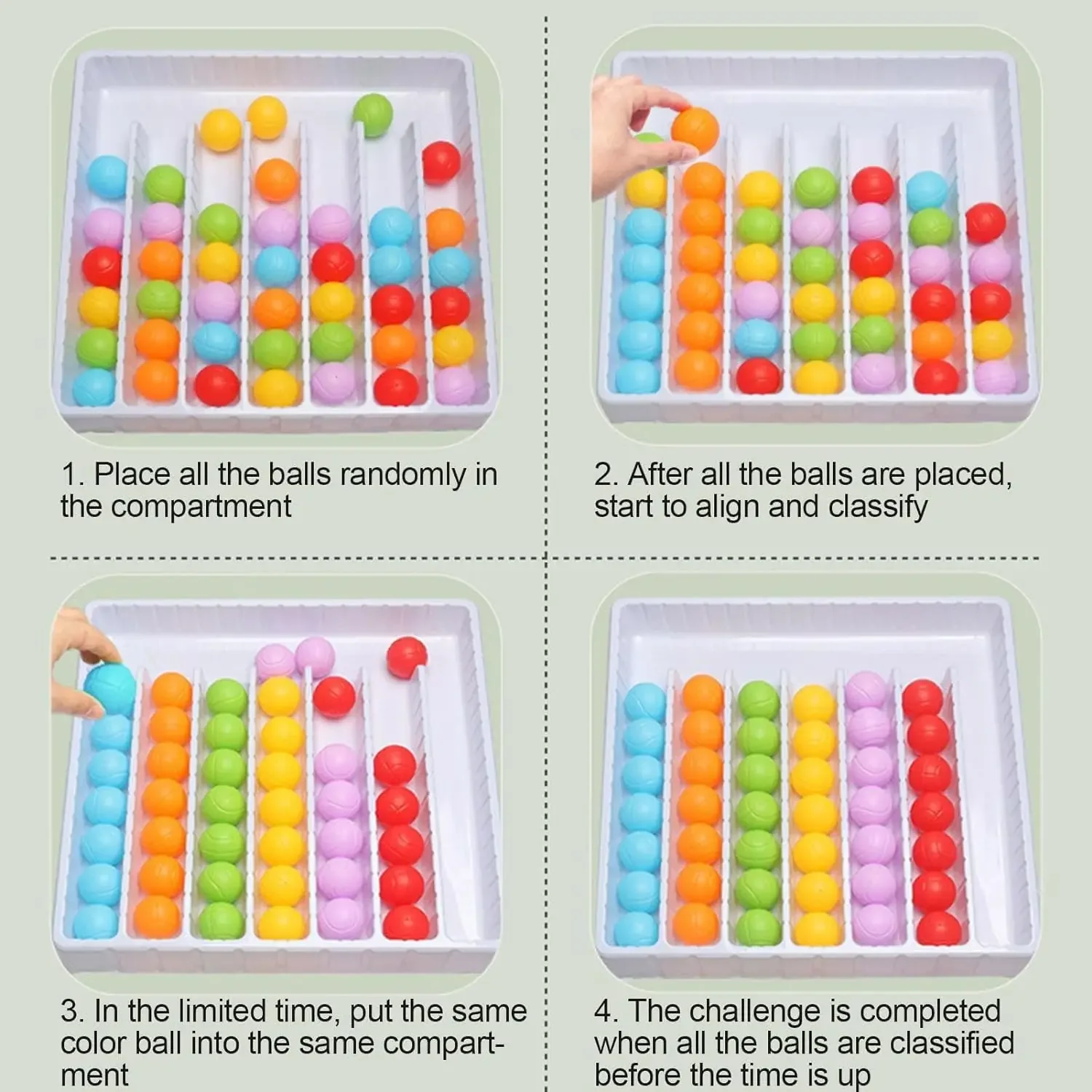 Bola de brinquedo mesa de classificação de bolas jogos de grupo quebra-cabeça educacional para adultos e crianças, brinquedos montessori presente-42 peças bola