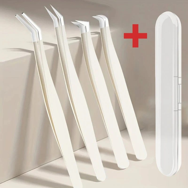 1/2/4 個まつげピンセットステンレス鋼超硬ピンセット高精度帯電防止ピンセットまつげエクステンションツール