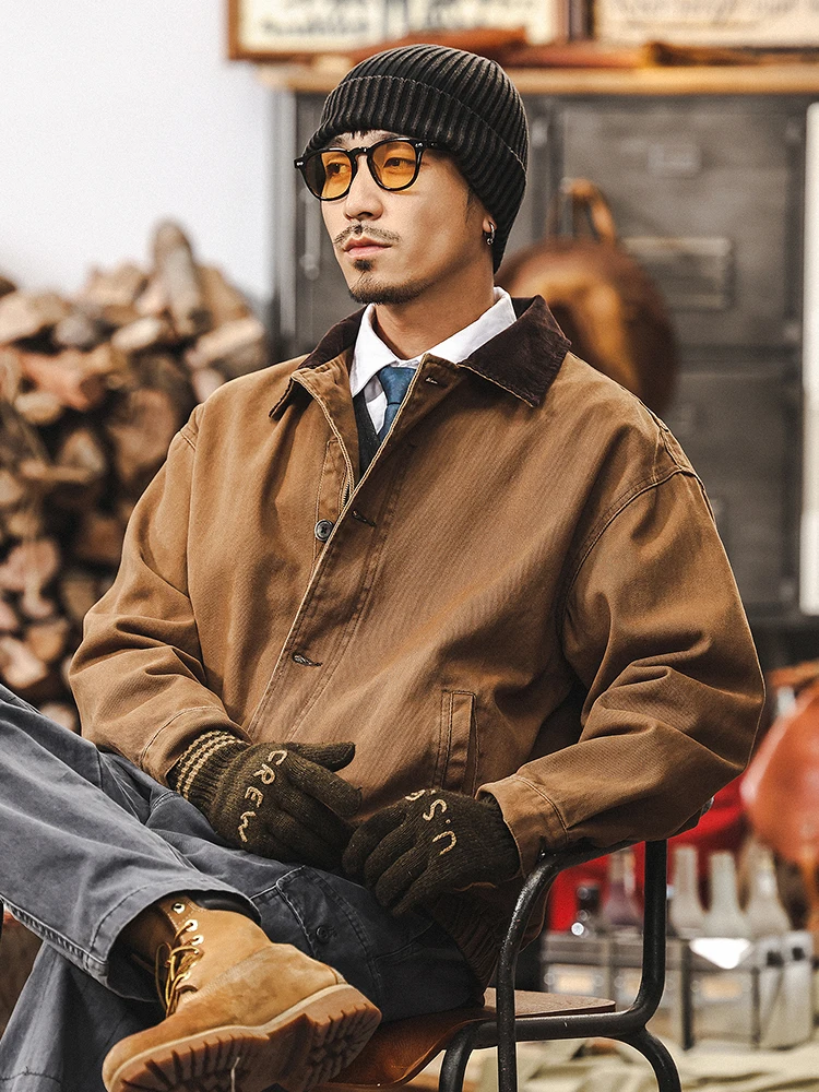 

American Retro Workwear Jaet Men's Spring Autumn Loose Casual Jaet Ame i American Sle Cotton Fabric Long Sve Zipp...