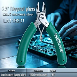 LAOA 3.5 Inch Mini Side Cutter Stainless Steel Long Nose Nippers Small Electronic Diagonal Pliers Wire Cutter Hand Tools for DIY