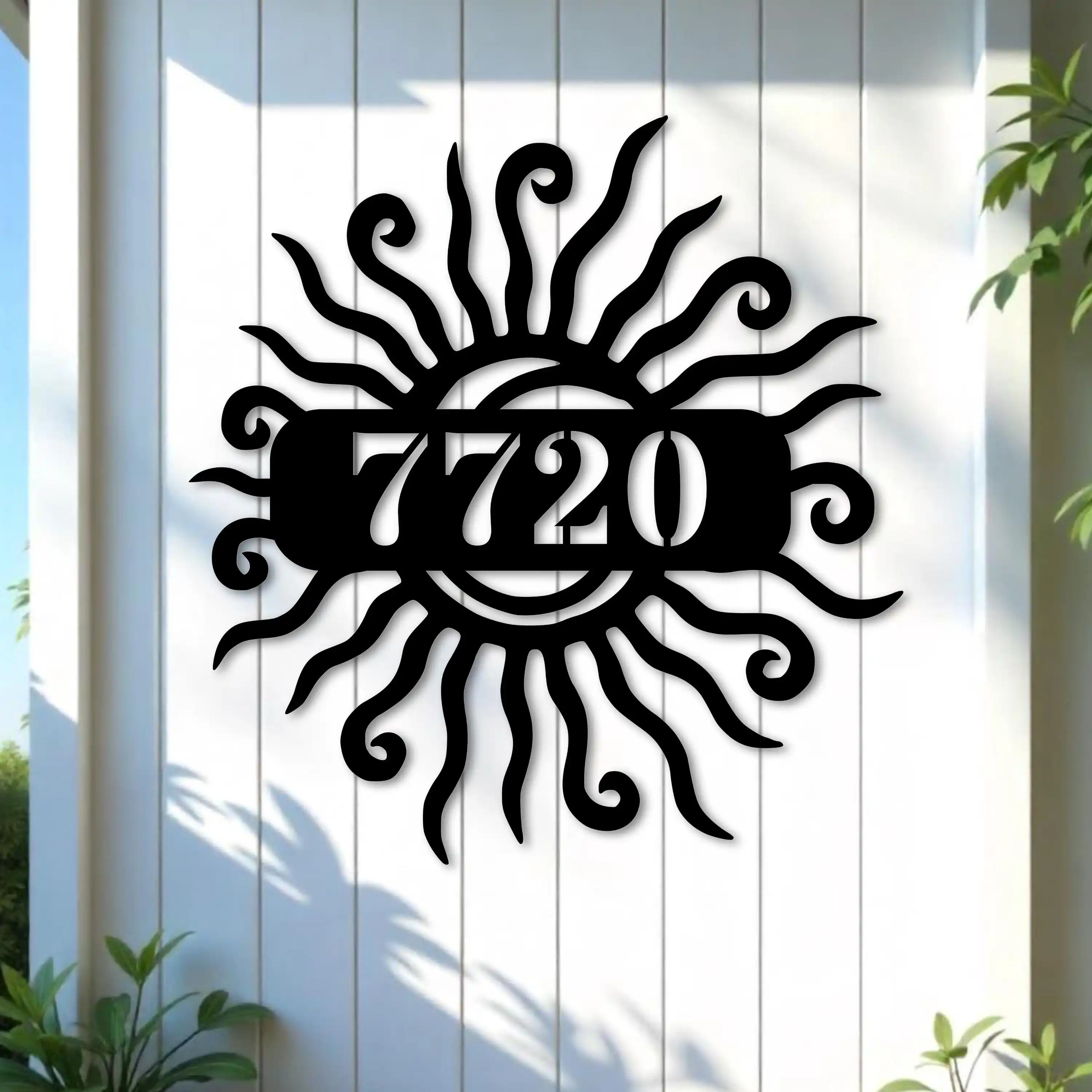

Custom Metal Sun Address Sign Unique Metal Sign Address Number Sign Metal House Numbers Sun Wall Art Outdoor Decor Metal Decor