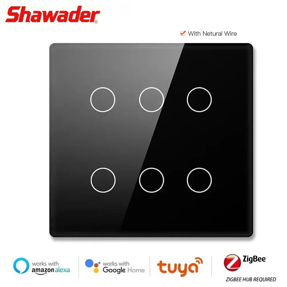 

Shawader Smart Zigbee 4x4 Brazil Light Wall Switch Tuya 4/6/8Gang Intelligent Voice Control Touch Sensor by Alexa Google Home