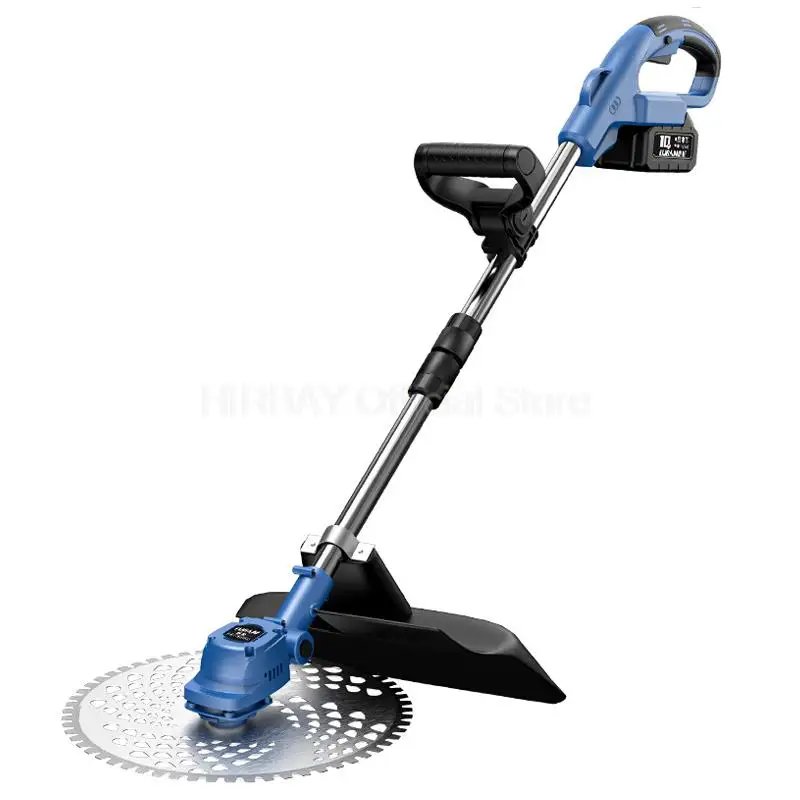 เครื่องตัดหญ้าไร้สายแบบไร้แปรงถ่าน เครื่องตัดหญ้าไฟฟ้าสำหรับใช้ในบ้าน พร้อมใบมีดสองใบ เครื่องมือตัดหญ้าในสวนน้ำหนักเบา