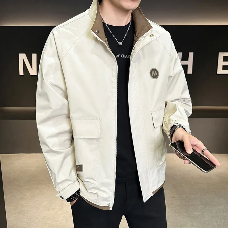 Autumn New Men Jacket High Quality High Street Hip Hop Motorcycle Uniforms Street Coat Korean Fashion Twill Montage Green Jacket