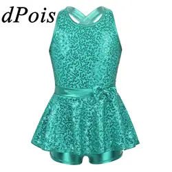 Child Girls Ballet Gymnastics Leotards Dress Kids Glitter Skating Jumpsuit Children Modern Tap Jazz Dance Costume Dancewear